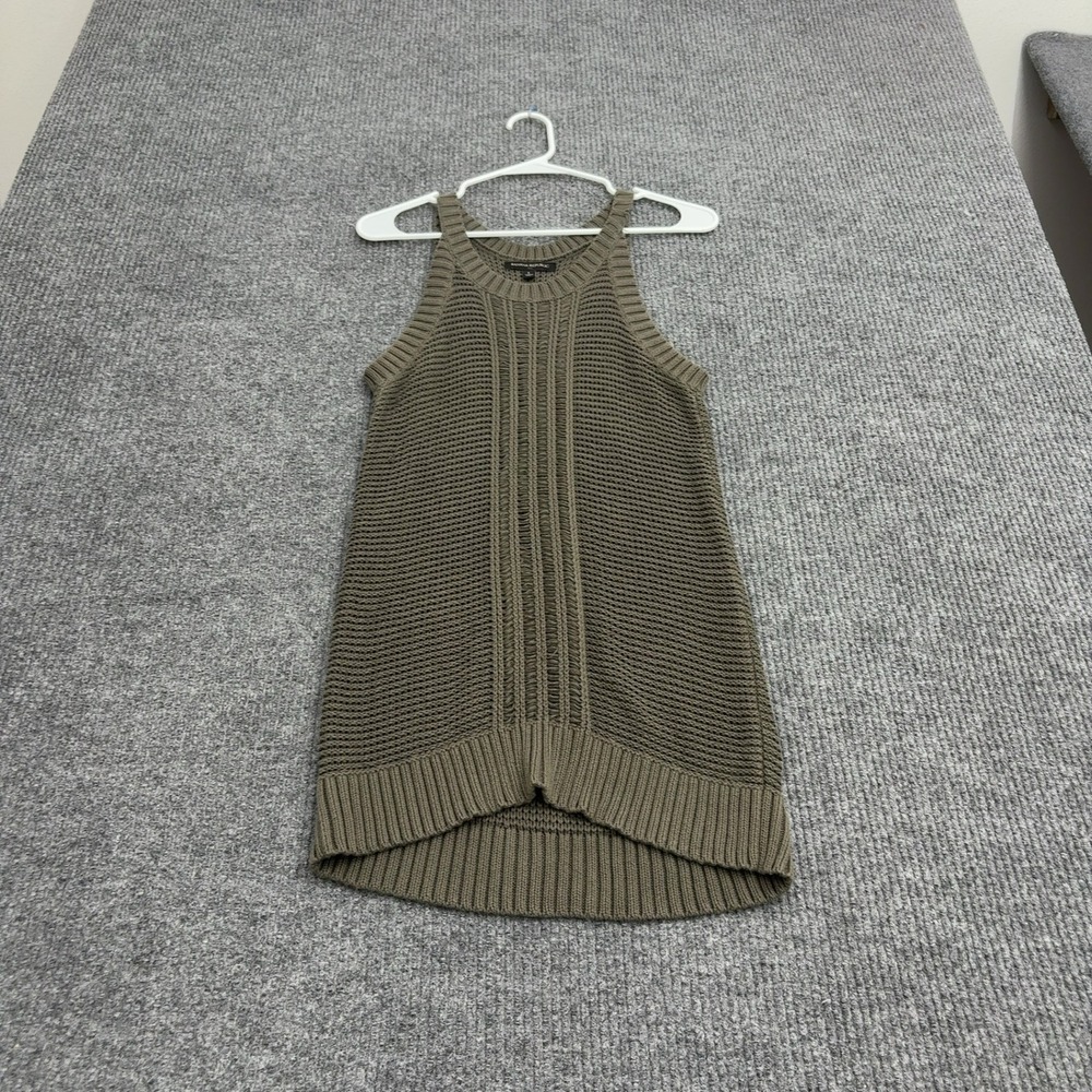 Banana Republic Sweater Tank Womens L Olive Cotton Knit Sleeveless Boho Casual